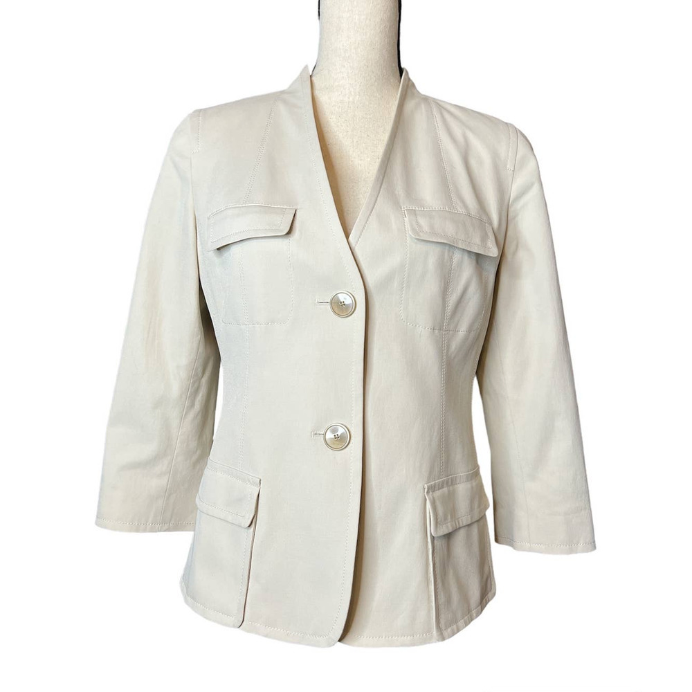 Talbots Jacket In Cream With Front Pockets And Tw… - image 1